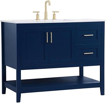 Elegant Kitchen and Bath 42 inch Single Bathroom Vanity Cabinet - Blue