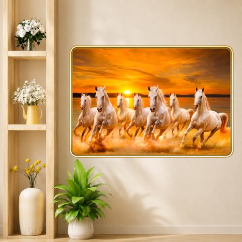 Image of 7 Running Horses Vastu Photo Frame, 16x24 Inch
