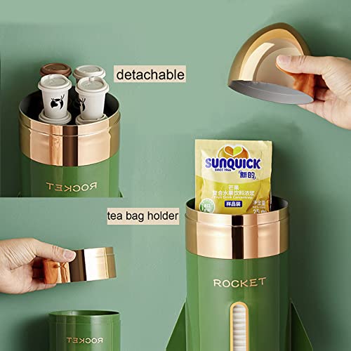 Distributeur de gobelets mural design fusée vert pour une cuisine rangée - 5