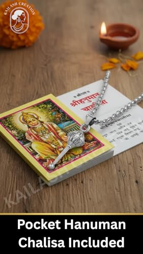 Image of Unisex Stainless Steel Silver Hanuman Ji Pendant Necklace - Lord Mahabali, Meditation Pose, Gada Design, Bajrang Bali, Veer Hanuman & Devotional Face Locket with 24 Inch Chain for Men & Women