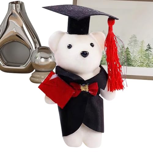 Abschlussbären | Stofftier für Abschlusszeremonie | Plüschtier Sitzgelegenheit Zubehör für Blumenstrauß, Tiere, Bilder Ende des Jahres, Grundschule, College, Lycee, Universität, Lehrer