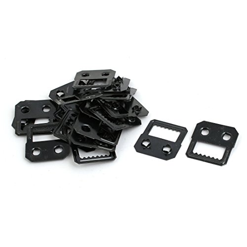 Image of uxcell Album Photo Frame Picture Metal Self Fix Sawtooth Two Holes Hanger Black 20pcs