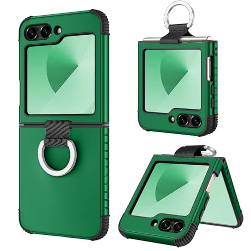 Image of BENTOBEN for Samsung Galaxy Z Flip 6 5G Case with Ring, Heavy Duty 2 in 1 Full Body Rugged Galaxy Z Flip6 Case Girls Women Boy Men Shockproof Protection Cover for Samsung Z Flip 6 6.7 inch,Dark Green
