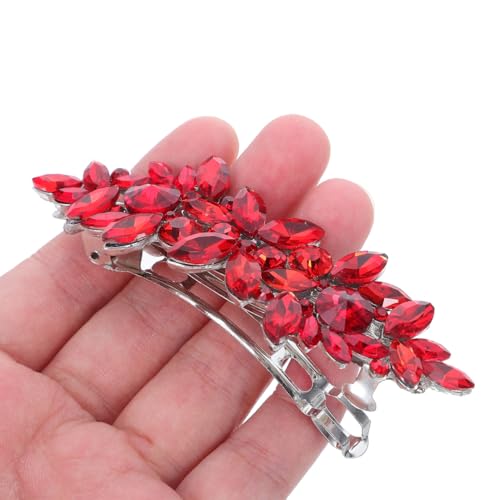 EPIGEIST Kristall-Haarspangen Rote Strass-Haarschmuck FüR Die Hochzeit Braut-Beauty-Clips Elegant FüR Brautjungfern Haarschmuck Accessoires 3.74X0.98X0.59In