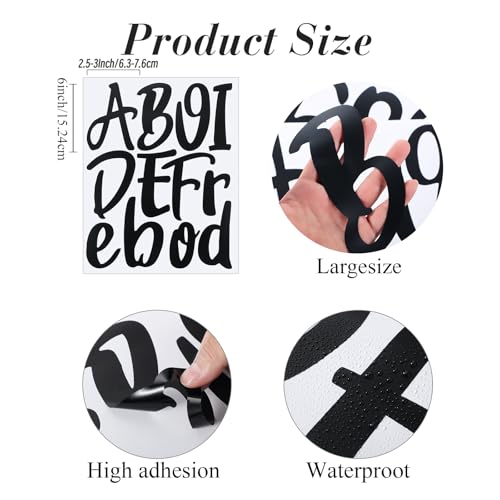Outus 576 Pcs 8 Sheets Letters Stickers Vinyl Alphabet Number Decals Back to School Supplies for Water Bottles Cups Mailbox Scrapbooking Bulletin Board Classroom Decor(Black,6 Inch) by Outus - Image 2