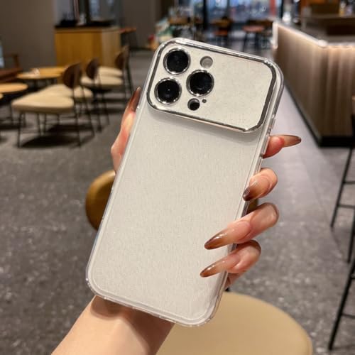 Coque iPhone 16 Pro Max anti-jaunissement fine, souple et blanche paillettes