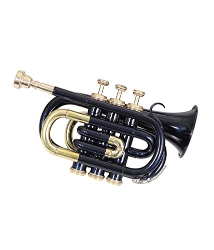 Skylark International Pocket Trumpet Bb Pitch In Black And Golden Combination With Hard Case, Mouth Piece, Spring And Pair Of Gloves #TOP1