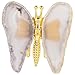 SUNYIK 2PCS Natural Agate Slice Butterfly Stand Figurine, Healing Stone Butterfly Wings Decor for Home Office Table Desktop