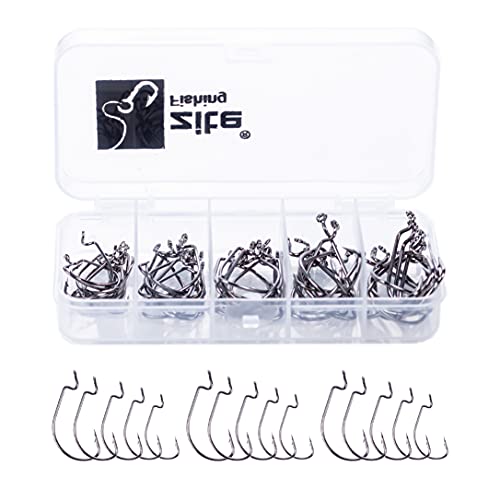 Zite Fishing Offset-Haken Set - 50 STK Angelhaken Sortiment #2-3/0 - Gummiköder Haken für Jigs, Creature Baits… – Bild 5