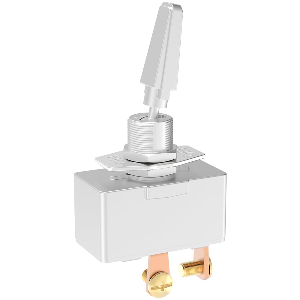 Toggle Switch, Malictele 50A 12VDC Heavy Duty ON/Off 2Pin SPST Toggle Switch Premium Chrome-Plated Automotive Switch with Metal Screw Terminals for