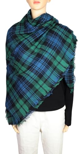 vabovin Women Winter Warm Blanket Scarf Large Classic Tassel Plaid Shawl Cashmere Feel4