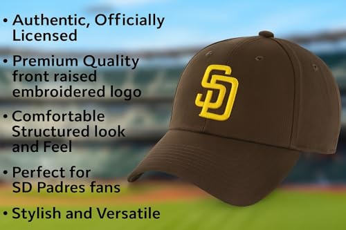 Gorra ajustable bordada color marrón con logo San Diego Baseball miniatura 6