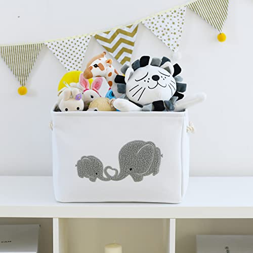 Inough Baby Gift Baskets Empty Large Baby Storage Container Fabric Toys Basket, Elephant Toy Box With Drawstring Closure Baby Container For Wipes And Diapers, Nursery Organizers And Storage For Kidsroom Nursery Room #TOP1