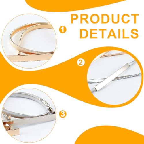 2-Piece Women's Waist Belts Set, Gold and Silver Elastic Metal Belts with Rhinestones for Dresses & Formal Wear3