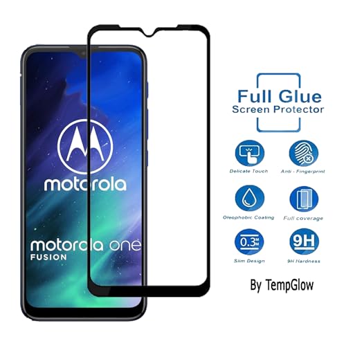 Image of Screen Protector for Motorola Moto One Fusion (Black) (2024) (2023) Tempered Glass Edge-to-Edge 6D Screen Guard With Installation Kit