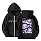 BCFSITNBH Huntrix Girls Hoodie Kids Zip Up Jackets Girl Vintage Y2k Pullover KPop Costume Anime Huntrix Huntr/X Printed Long Sleeve Hooded Sweatshirts Oversized Hoodies for Fans 01-black 140