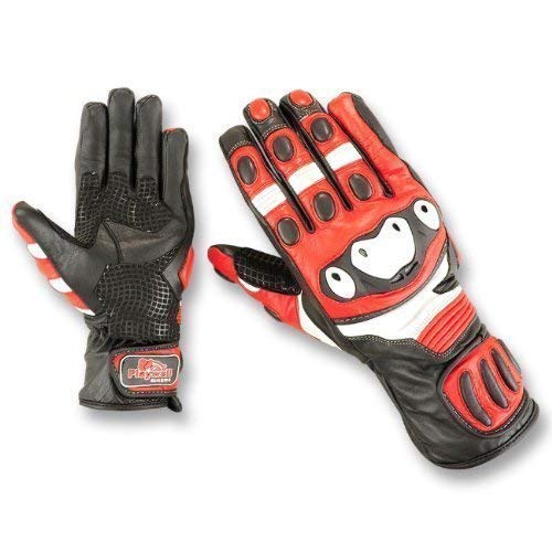 Playwell Bikers Piel Verano Guantes Motocicleta Rojo/Blanco Grande