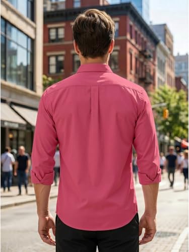 Image of Men's Regular Fit Solid Pattern Cotton Shirt with Spread Collared Long Sleeve Standard Length and Button Down Closure Type | Shirts | Stylish Shirts for Men