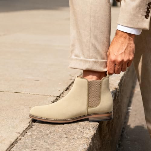 Image of Cestfini Men Chelsea Boots Casual Suede Dress Boots Comfortable Oxfords Ankle Boots for Men
