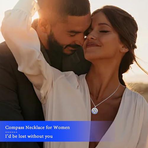 I'd Be Lost without You Compass Necklace for Women 925 Sterling Silver 12 Months Birthstone Compass Jewelry for Wife Girlfriend Blue Opal Nautical Pendant Gifts for Birthday Anniversary Christmas4