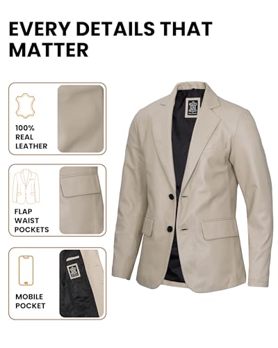 Image of Decrum Lambskin Leather Blazer for Men - Genuine Leather Sport Coat for Formal & Business Casual
