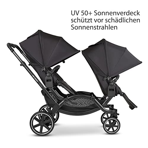 ABC Design Geschwisterkinderwagen Zoom - Zwillings- & Geschwisterwagen - inkl. 2x Buggy Sportsitz - Radfederung & höhenverstellbarer Schieber (ink)