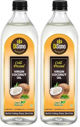 Image of DiSano Cold Pressed Virgin Coconut Oil Bottle, 500 ml (Pack of 2)