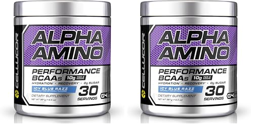 Image of Cellucor Alpha Amino EAA & BCAA Powder | Branched Chain Essential Amino Acids + Electrolytes | ICY Blue Razz | 30 Servings (Pack of 2)