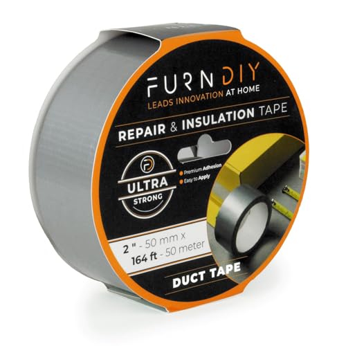 Image of 2 inch x 54yd (50mt) Repair Duct Tape Heavy Duty, High Temperature Sealing and Patching HVAC, Insulation, Repair, Dryer Vent, Airproof, Air Duct Silver Tape | Based in USA (50mt x 50mm)