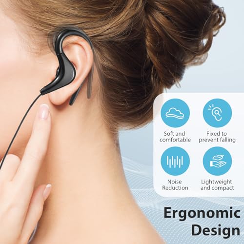 Image of Konohan 30 Pcs Over The Ear Earbuds Wired Sport Running Earphones Bulk 3.5 MM Plug Jack Wired Earbuds with Microphone Sweatproof Wrap Around Headphones with Over Ear Hook, 5 Colors