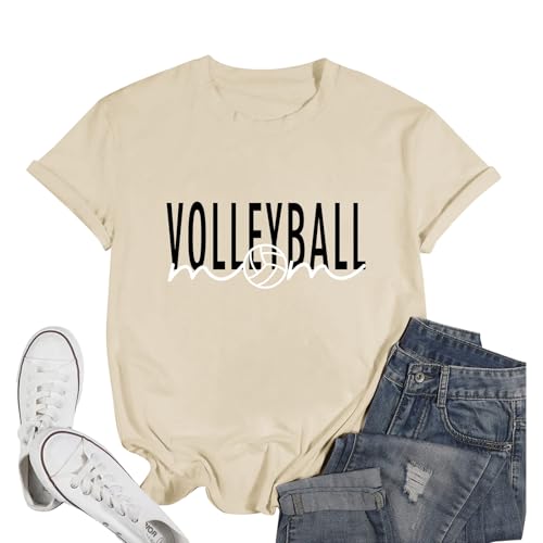 Volleyball Mom Shirt for Women Volleyball Game Day Practice Shirts Volleyball Gifts Graphic Tees Cotton T Shirt Tops
