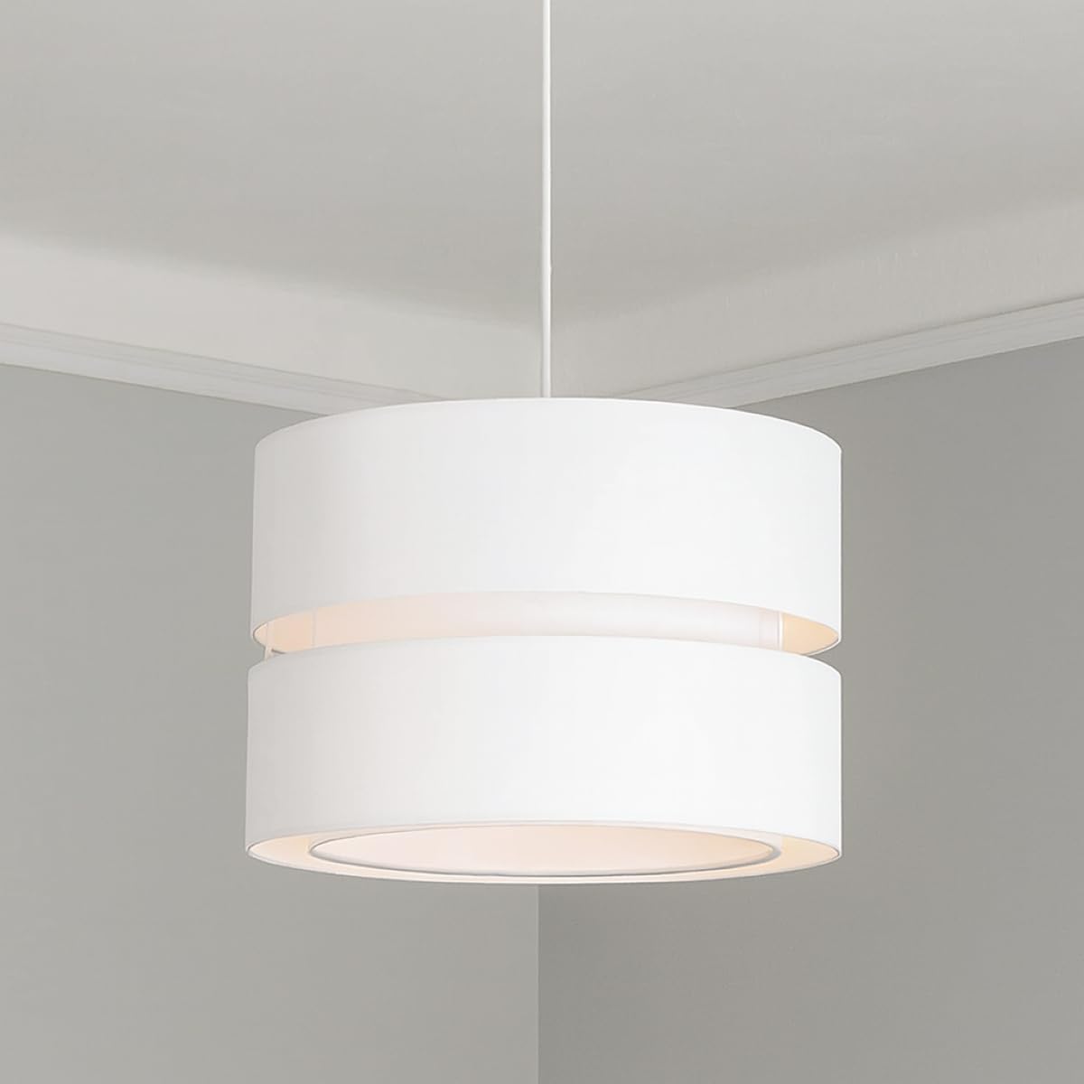CGC Lighting Indoor Ceiling Lamp Shade Two Tier Layer 26cm Pendant Table Lamp Bedside Bedroom Lounge Hallway Kitchen (Cream)