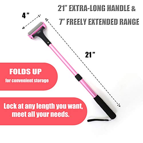 Easace Lotion Applicator For Back & Body, Long Handle 21.5Inch Adjustable Lotion Roller With 2 Replacement Roller For Back Self(Pink) #TOP1