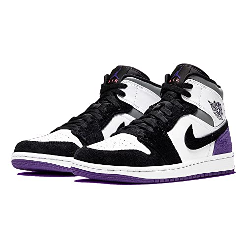 Nike Mens Air Jordan 1 Mid SE - 852542 105 - White Court Purple Black - Trainers for Men - Mid top Air Jordan Shoes for Men Court Purple3