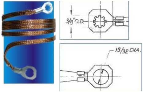 20' (609cm) x 0.35" Copper Ground Strap Cable+ Do-It-Yourself Terminal Kit. Braided Wire