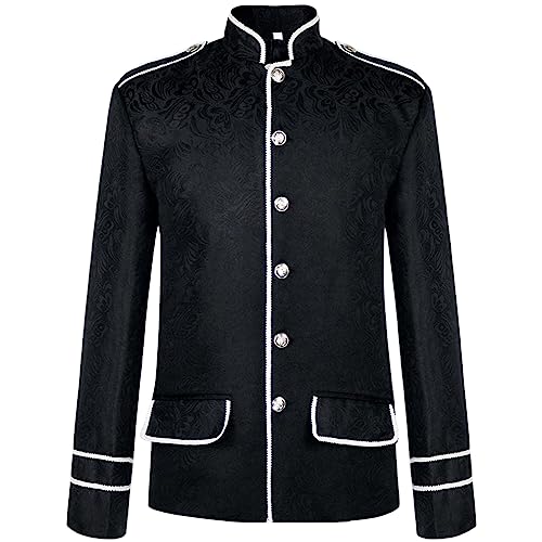 Mens Long Sleeves Clergy Coat with Stand Up Collar Button Down Pastor Clergy Dresses for Men