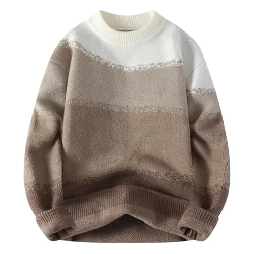 Men Casual Knitwear Pullover - Thick Color Block Sweater for Autumn and Winter