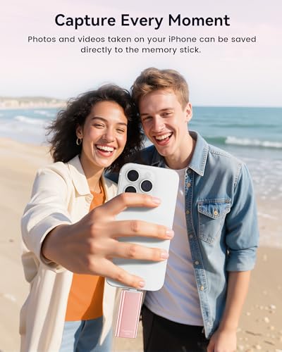 MFi Certified 256GB Flash Drive for iPhone Thumb Drive, USB Memory Stick iPhone Flash Drive Photo Stick for Photos Videos, High Speed External Storage Jump Drive for iPhone/iPad/Android/PC(Rose Pink)