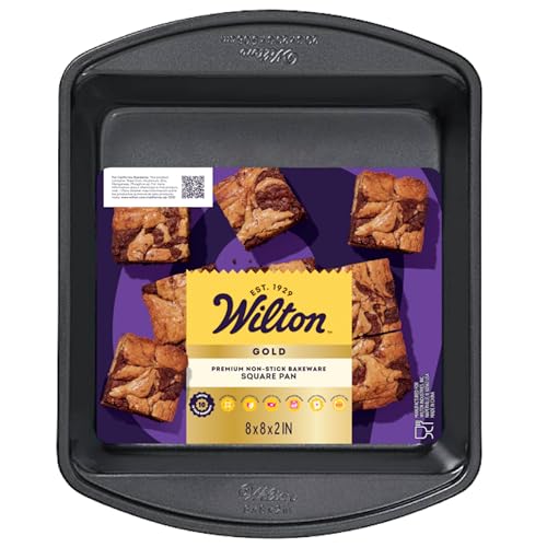 Wilton Gold Premium Non-Stick Warp-Resistant Bakeware, Made without PFAs, Square Pan, 8 x 8 x 2 in, Packaging May Vary