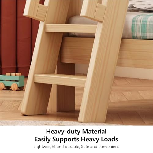 Escalera de madera para litera de 55 pulgadas de alta resistencia con pasamanos ergonómico 6