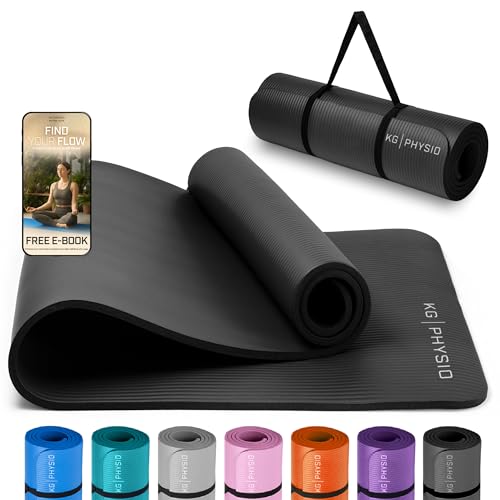 KG Physio Yoga Mat - Thick Yoga Mats for Women & Men, High-Density NBR Foam Excercise Mat, Non-Slip & Sweat-Resistant, Ideal for Pilates, Home Fitness and Home Workout - Strap Included