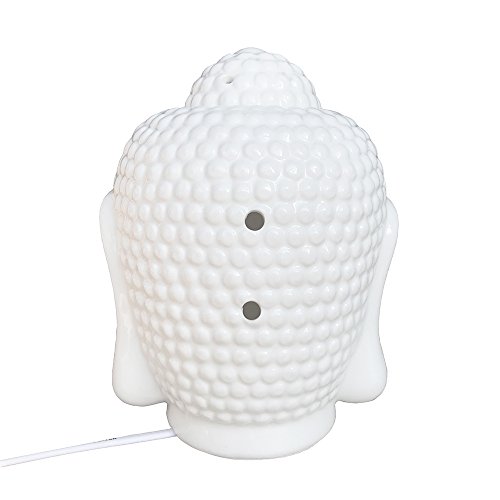 Moylor Porcelain Zen Buddha Head Status Electronic Essential Oil Warmer Scented Candle Tart Burner Night Lamp for Aromatherapy Spa Sleep Yoga - Thumbnail 6