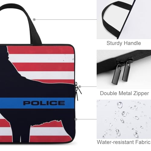 Laptop Bag for Men Women, Portable American Thin Blue Line Police Dog Flag Black Laptops Case, Computer Bag Compatible with Lenovo, Hp, Dell, Asus Notebook3