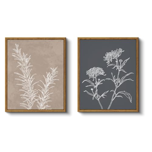 VIYYIEA 2Pcs Vintage Framed Wall Art, Home Boho Neutral Wall