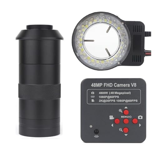 Microscope 2K 60FPS 48MP USB Electronic Digital Video Microscope Camera 180/130X Zoom C Mount Lens 56 LED Repair Tools(E 130X No Bracket)