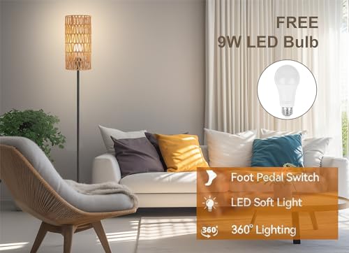 Ruiever ZS Floor Lamp For Living Room,Farmhouse Rattan Floor Lamp,Modern Standing Lamp thumb #2