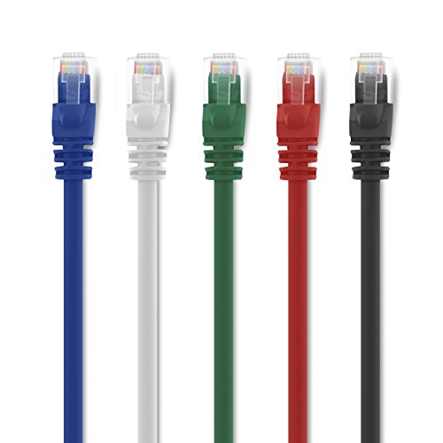 GearIT 5-Color Combo, Cat 6 Ethernet Cable Cat6 Snagless Patch 3 Feet in Black, Blue, White, Green, and Red - Snagless RJ45 Computer LAN Network Cord - Compatible with 5 Port Switch POE 5port
