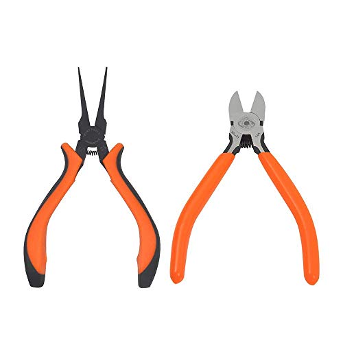 5 Inch Diagonal Cutting Pliers and 5.5 Inch Flat Nose Pliers Bundle, Professional Hand Tool for Repairing