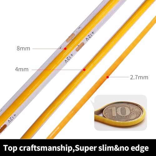 Tira de LED COB naranja 5m 12V 4mm para interiores miniatura 4