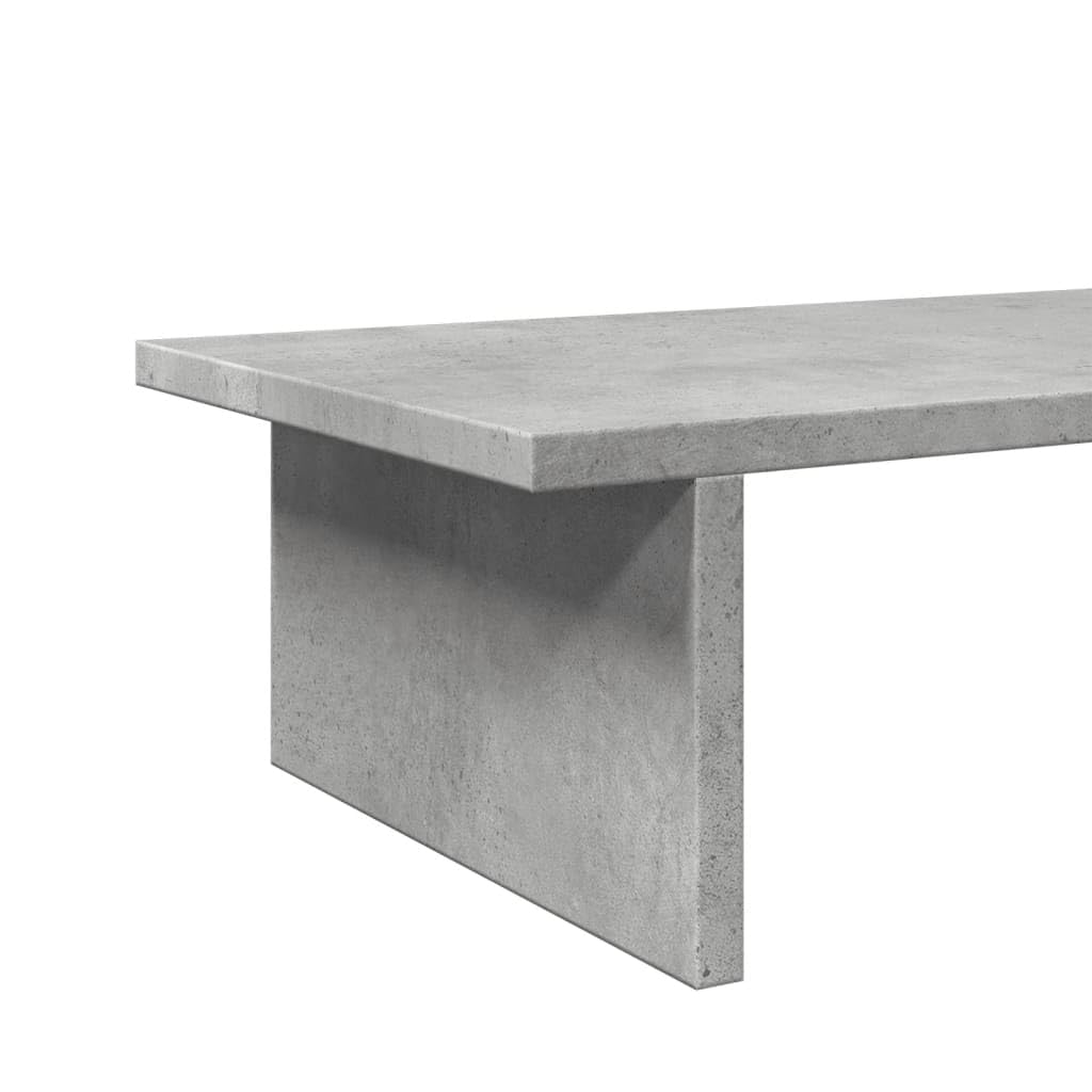 Supporto per monitor in legno grigio cemento, 100 x 27 x 15 cm, supporto per PC con ripiano per due monitor, organizer ergonomico da scrivania per ufficio e home office